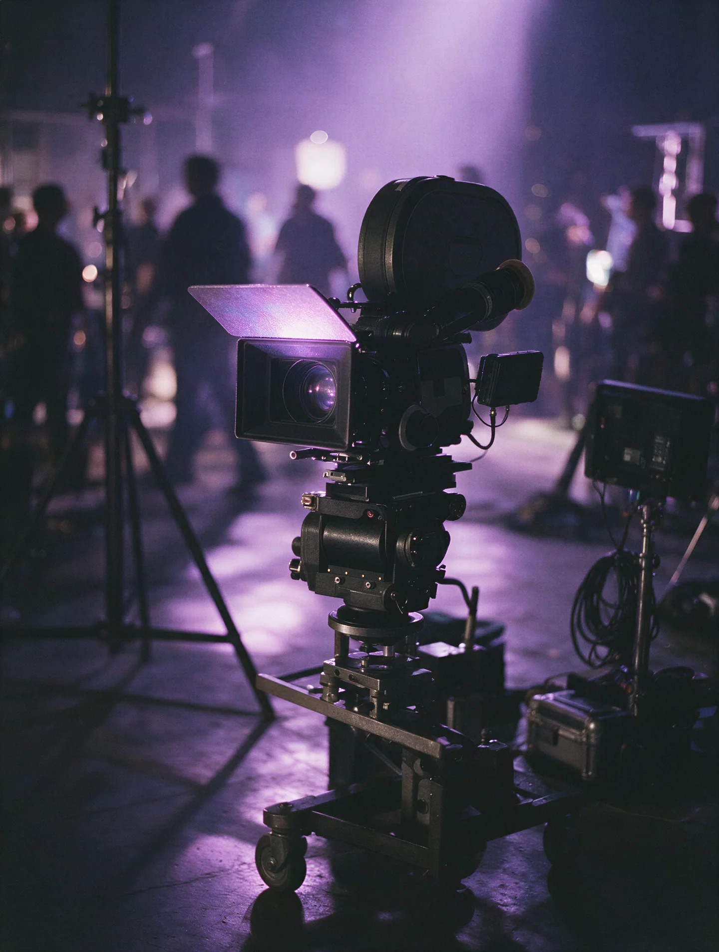 Cámara cinematográfica preparada durante un rodaje